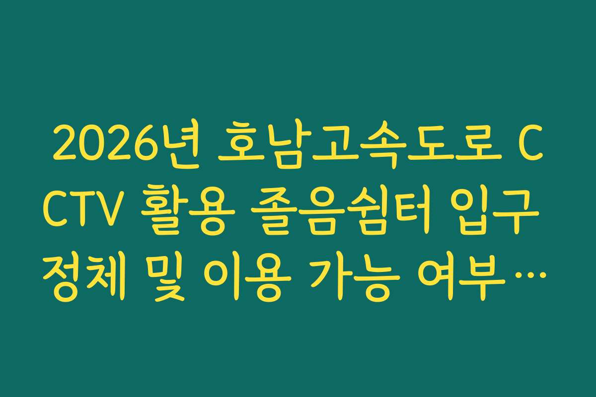 2026년 호남고속도로 CCTV 활용 졸음쉼터 입구 정체 및 이용 가능 여부 확인
