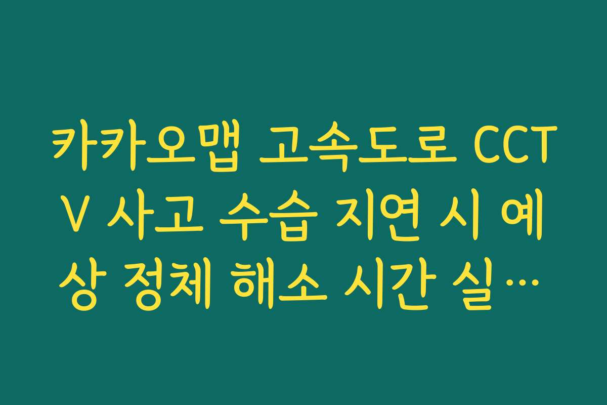 카카오맵 고속도로 CCTV 사고 수습 지연 시 예상 정체 해소 시간 실시간 유추