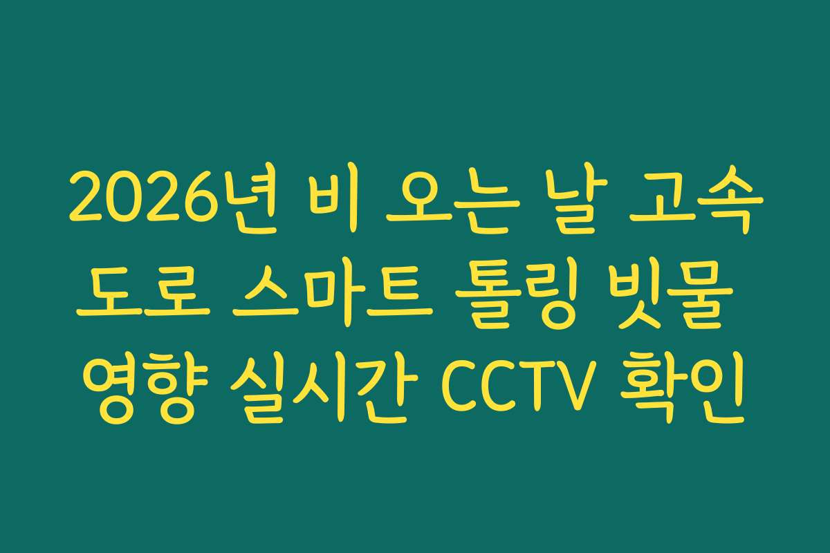 2026년 비 오는 날 고속도로 스마트 톨링 빗물 영향 실시간 CCTV 확인
