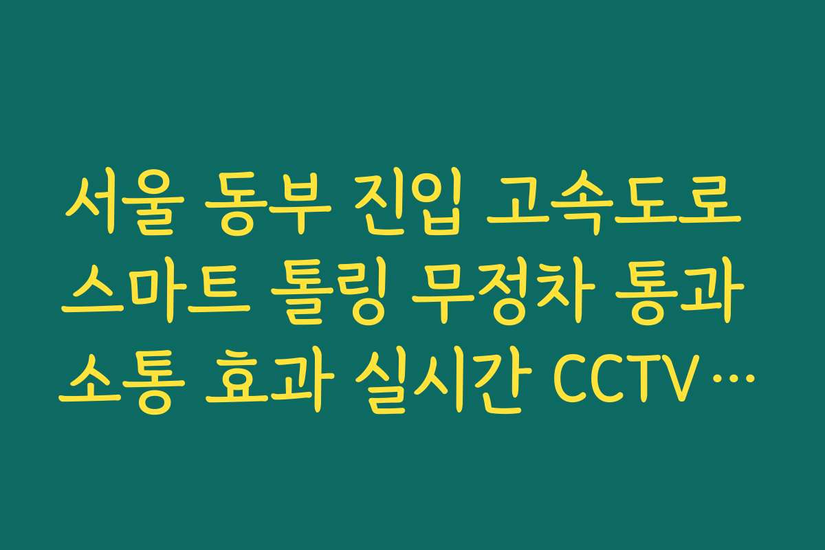 서울 동부 진입 고속도로 스마트 톨링 무정차 통과 소통 효과 실시간 CCTV 확인