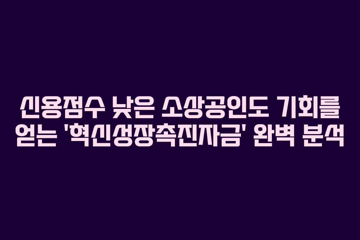 신용점수 낮은 소상공인도 기회를 얻는 ‘혁신성장촉진자금’ 완벽 분석