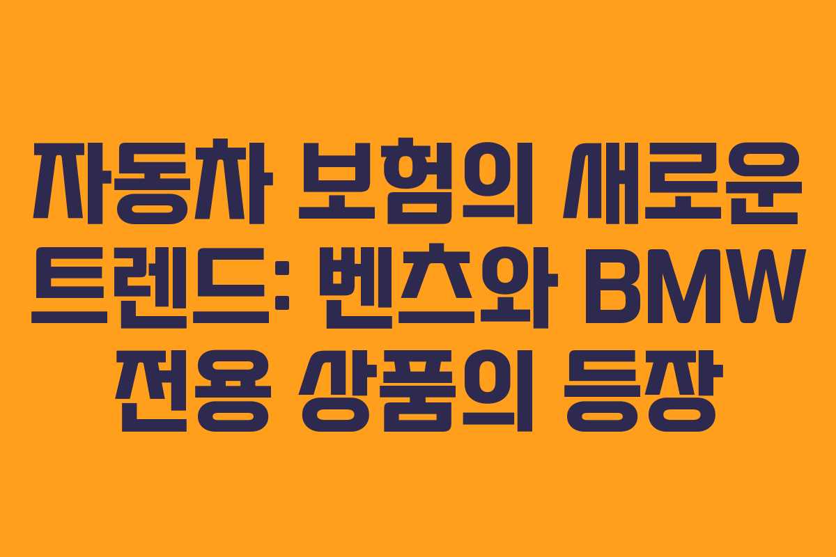 자동차 보험의 새로운 트렌드: 벤츠와 BMW 전용 상품의 등장