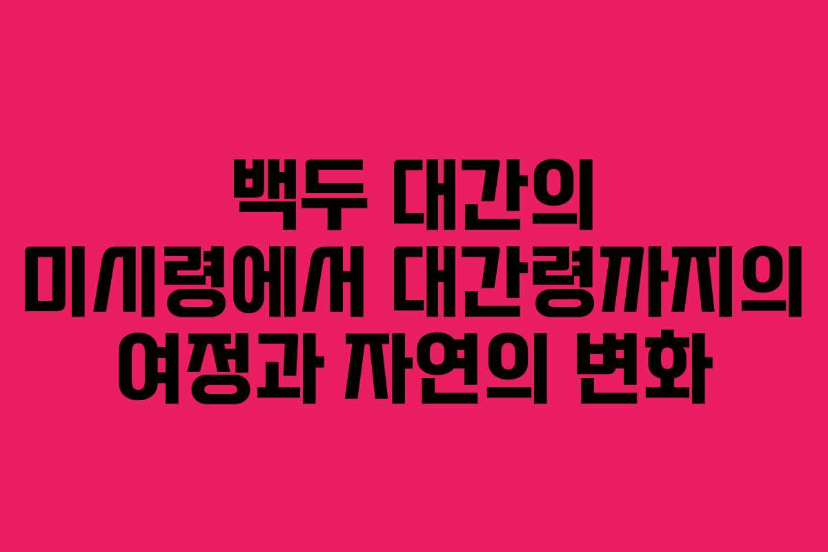 백두 대간의 미시령에서 대간령까지의 여정과 자연의 변화