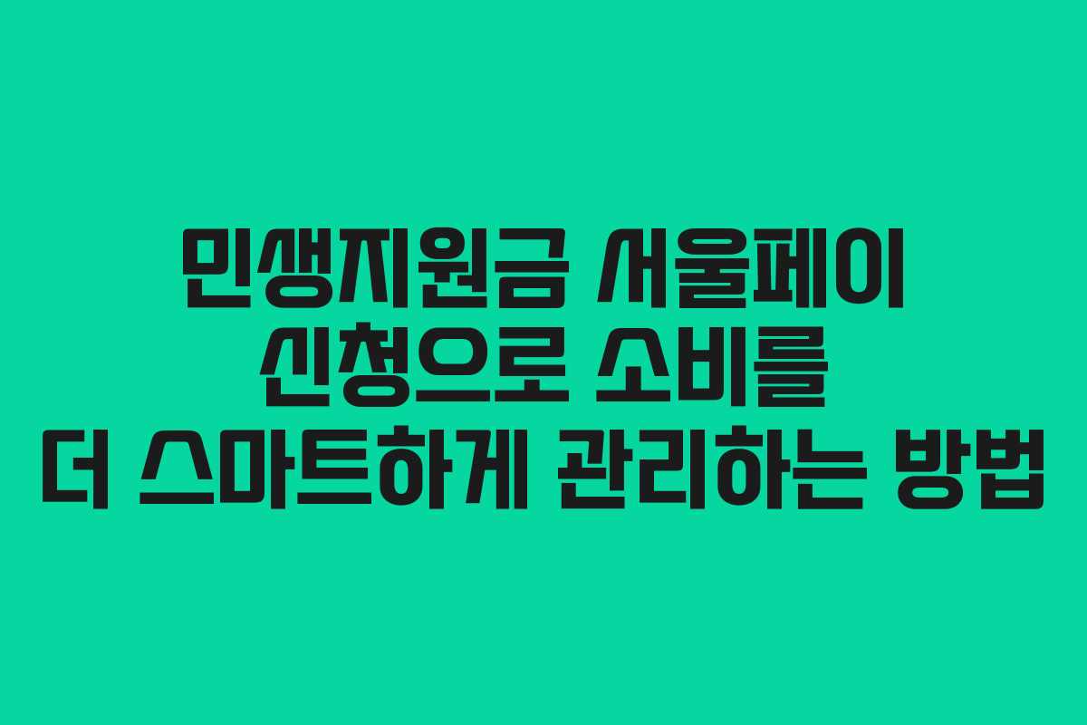 민생지원금 서울페이 신청으로 소비를 더 스마트하게 관리하는 방법